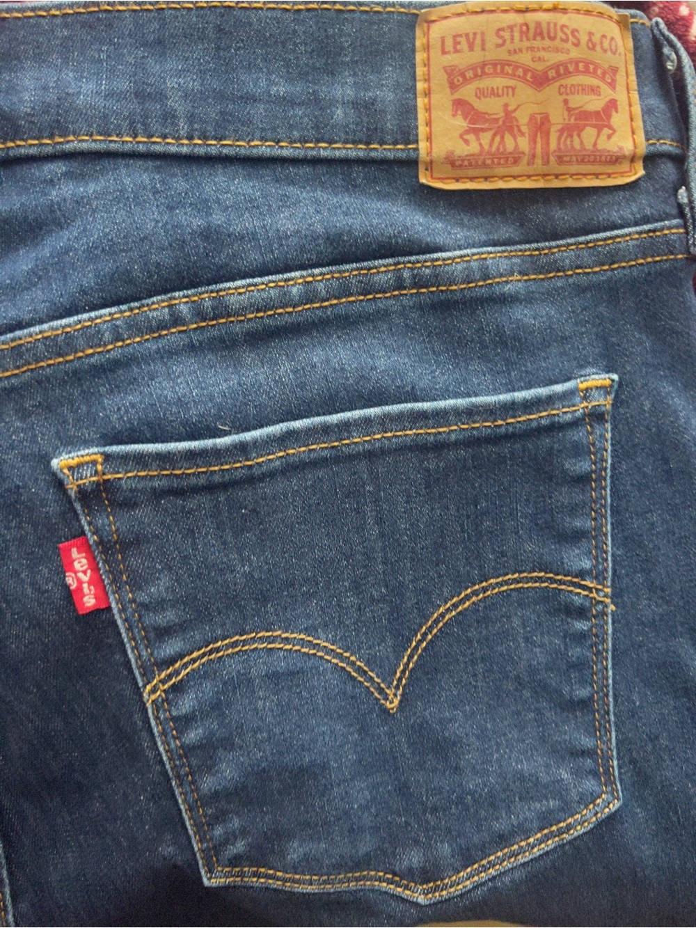 Levi's Men's Dark Blue Denim Slim Jeans with Tan Stitching